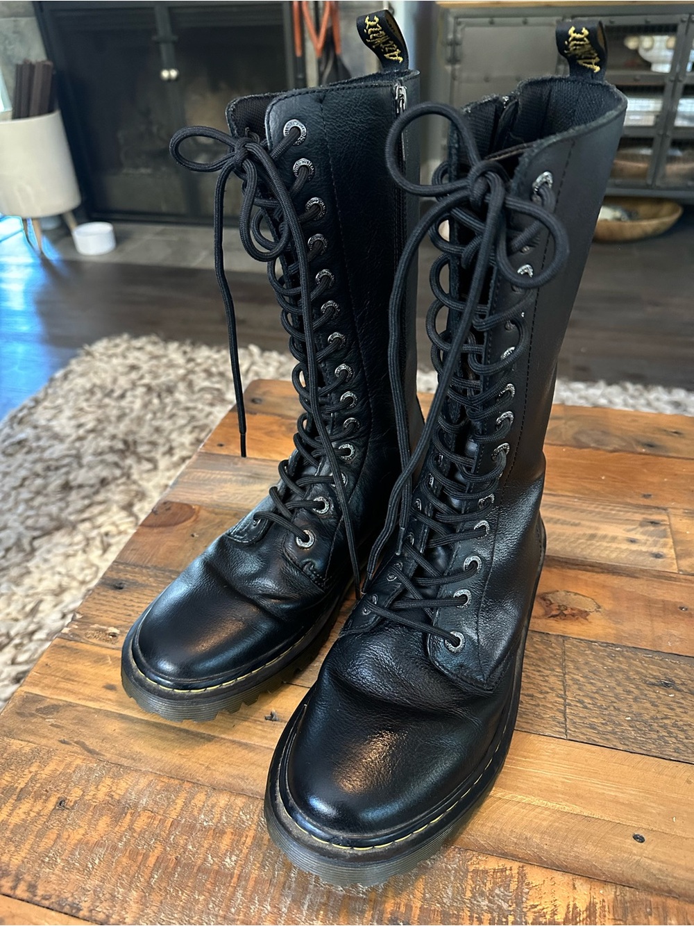 Dr. Martens Women's Black Lace-Up Combat Boots Luana Tall size 10